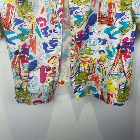 Liz&Me Open Blazer 3/4 Sleeve French theme novelty print 100% Cotton size 0X - Picture 4 of 13